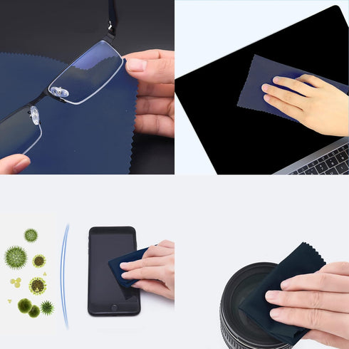 Extra Large Microfiber Cleaning Cloths (12"x 12") for Glasses, Phone, Computer Screen, 6 Pcs Eyeglass Cleaner Wipes