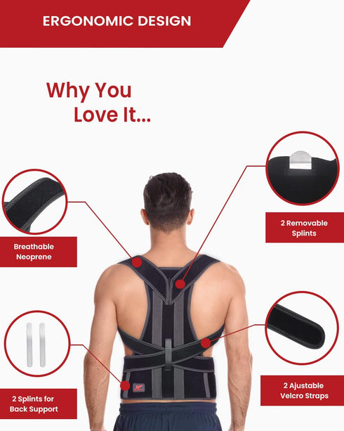 Back Brace Posture Corrector for Women and Men, Adjustable Support for Back Pain Relief