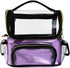 Makeup Brush Case, Clear Makeup Bags with Multiple Pockets, Waterproof Travel Organizer with Removable Dividers, Purple