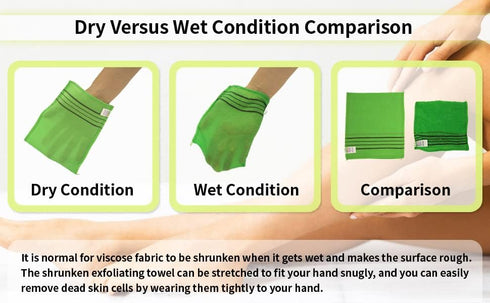 Korean Bath Exfoliating Washcloth - 8 Pcs Body Scrub Towel in Red and Green, Small Size GOLDSANGSA