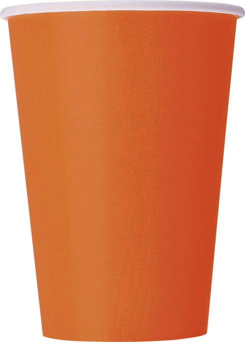 Solid Pumpkin Orange Disposable Paper Cups, 12 oz, Pack of 10, Ideal for Parties, Picnics, & All Occasions