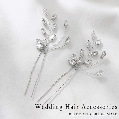 Jeairts Rhinestone Hair Pins, Crystal Wedding Headpiece, Sparkly Bride Hair Accessories for Women and Girls