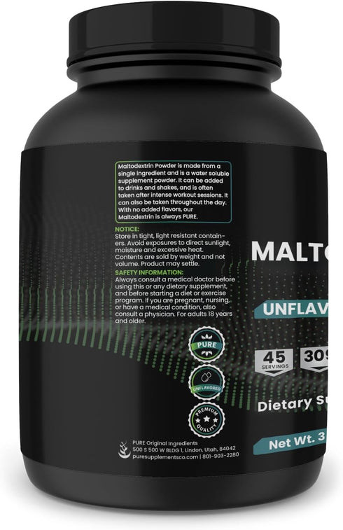 PURE ORIGINAL INGREDIENTS Maltodextrin, 3 lb, No Magnesium or Rice Fillers, Unflavored