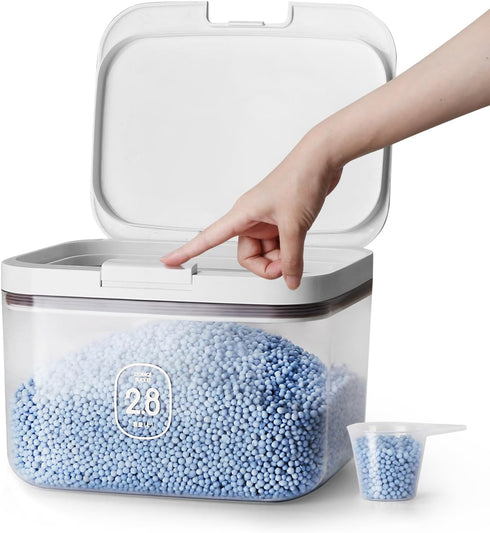 Laundry Detergent Dispenser with One-Press Lid, Clear PET Container, 2.8L/6Lbs/100oz (120 Pods)