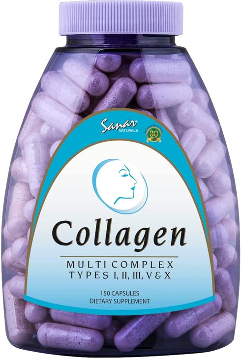 Sanar Naturals Collagen Pills Multi Complex - Type I, II, III, V, X - Extra Strength for Hair, Skin, Nails & Joints -