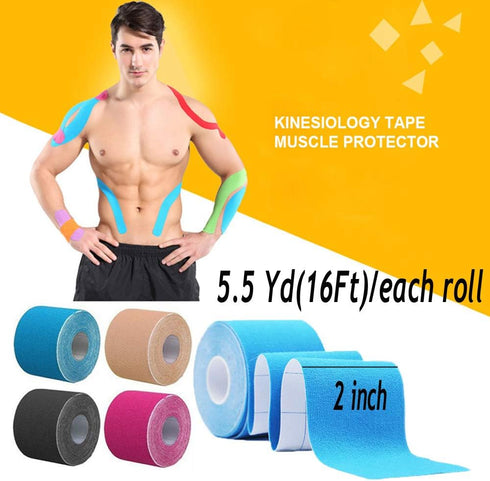 OBTANIM 4 Rolls Kinesiology Tape, Waterproof Breathable Athletic Elastic for Muscle Pain Relief in Gym, Fitness, Running