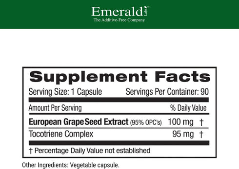 EMERALD LABS European Grape Seed Extract - Antioxidant & Immune Support Supplement - Supports Healthy Blood Flow - 90 Vegetable Capsules (90-Day Supply)