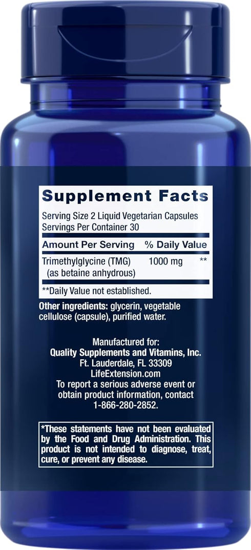 Life Extension TMG Liquid Vegetarian Capsules, 500 mg, 60 Ct (Pack of 3)