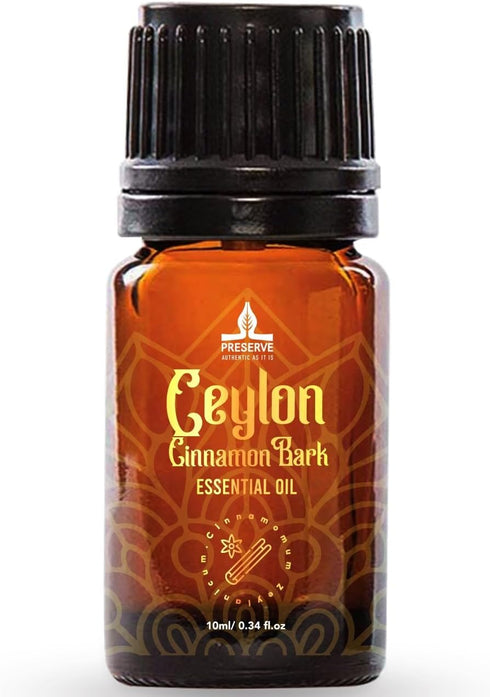 PRESERVE Ceylon Cinnamon Bark Essential Oil, 100% Pure Natural, Undiluted, Therapeutic Grade, 10ml/0.34oz for