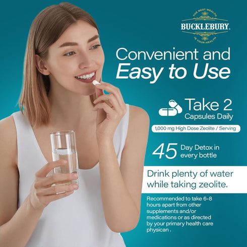 Immune 90 BUCKLEBURY Micronized Zeolite Capsules - Mineral Zeolite Detox for Adults - Supports System, Metabolism