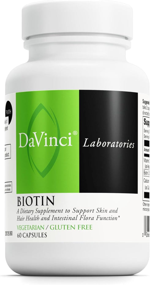 DAVINCI Labs Biotin Dietary Supplement, Supports Skin & Hair Health, 60 Capsules, Vegetarian, Gluten-Free