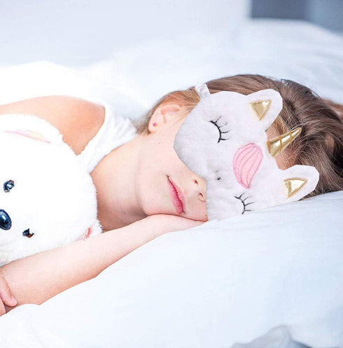 2 Pack Cute Animal Sleep Mask for Girls, Soft Plush Unicorn Blindfold Eye Cover for Travel & Sleeping