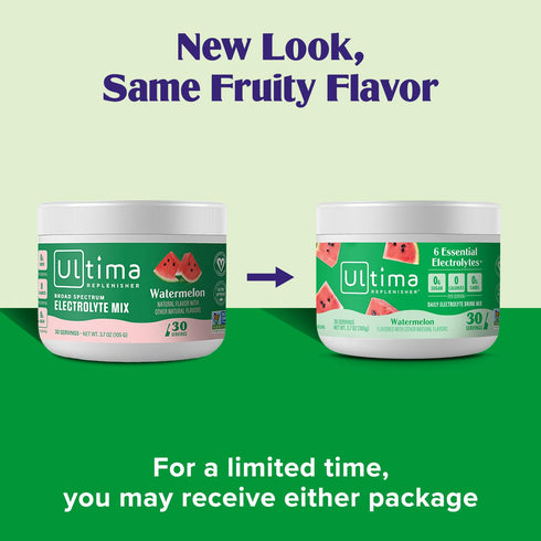 Ultima Replenisher Daily Electrolyte Powder Drink Mix – Sugar Free – Watermelon, 30 Servings, Hydration Powder with 6