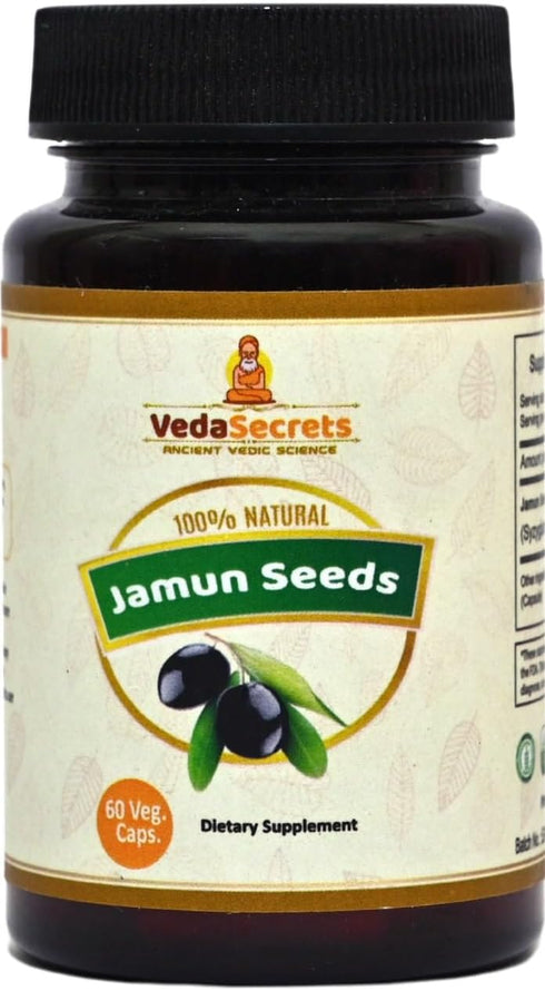 Jamun Dietary Supplement - 60 Capsule Count (Syzygium Cumini) Made with 100% Natural Jamun Seed Powder