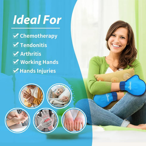 NEWGO Hand Ice Pack Gloves for Pain Relief, 2 Pack Cold Gloves for Chemotherapy and Arthritis