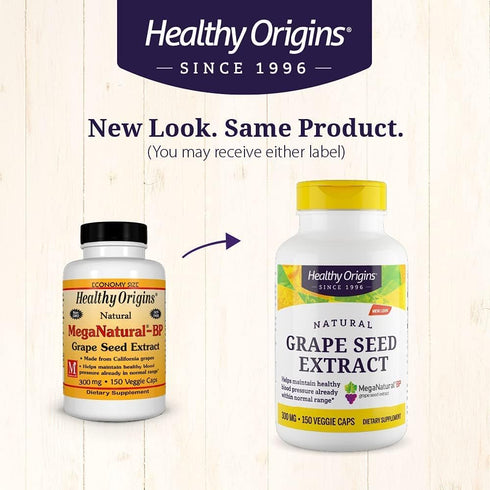 Healthy Origins MegaNatural BP-Grape Seed Extract, 300 mg - Blood Flow Support, 150 Veggie Capsules