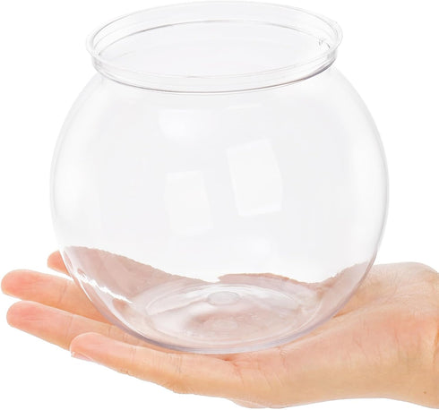 Okllen 6 Pack Mini Fish Bowl - 26 Oz Plastic Ivy Bowls, Unbreakable Bubble Ball Vases for Party Decor, Clear