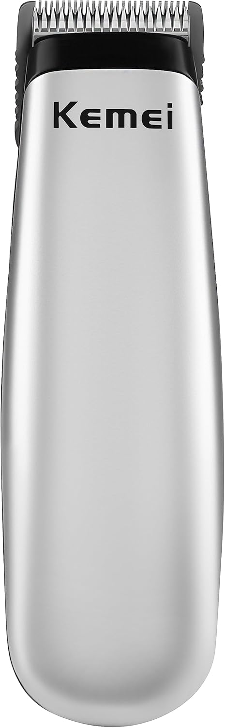 KEMEI Mini Hair Trimmer, Portable Cordless Clipper for Men & Women, Precision Haircut Tool, Silver, Travel-Friendly