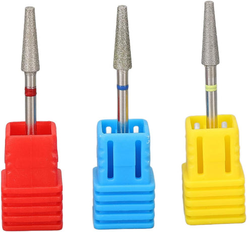Nail Drill Bits Set - 3pcs 3/32 Inch Electric Manicure Nail File Bits with Storage Box for Home Salon Care