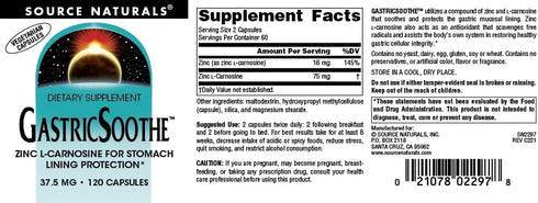 Source Naturals GastricSoothe Zinc L-Carnosine - 120 Veggie Caps