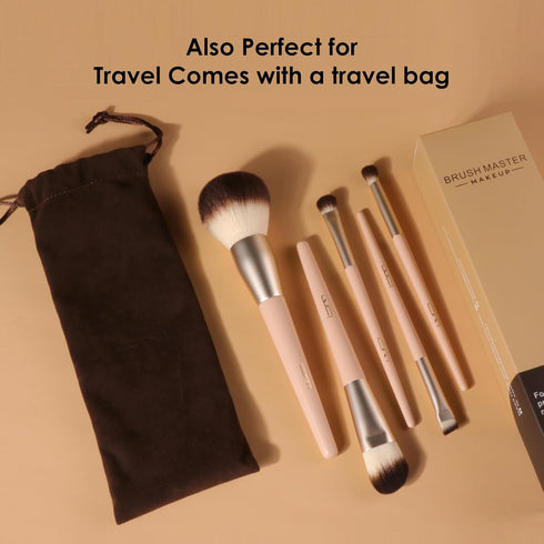 Professional Face Makeup & Foundation Brush Set, 5Pcs Premium Base Brush Kit for Face