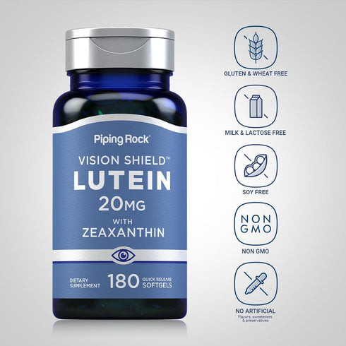 Piping Rock Lutein and Zeaxanthin Supplements, 20mg, 180 Softgels, Non-GMO, Gluten Free