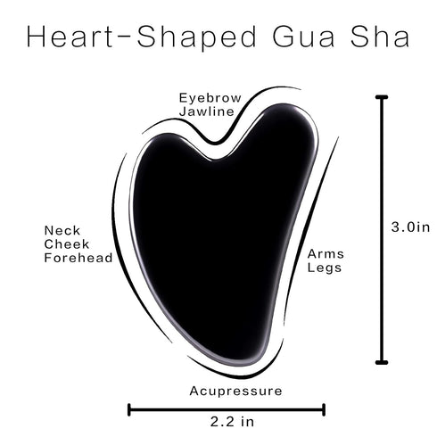 Gua Sha Facial Tools, Obsidian Guasha Tool for Face & Eye Gua Sha Stone for Puffiness Reducing & Jawline Sculpting Face Stone Gua Sha Tools for Skin Care Woman GuaSha Stone Tool, Black