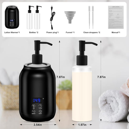 SUQAEEI Massage Oil Heater Warmer,with / Switchable Display, Two Oil Dispenser BottleConstant Temperature,Body Salon