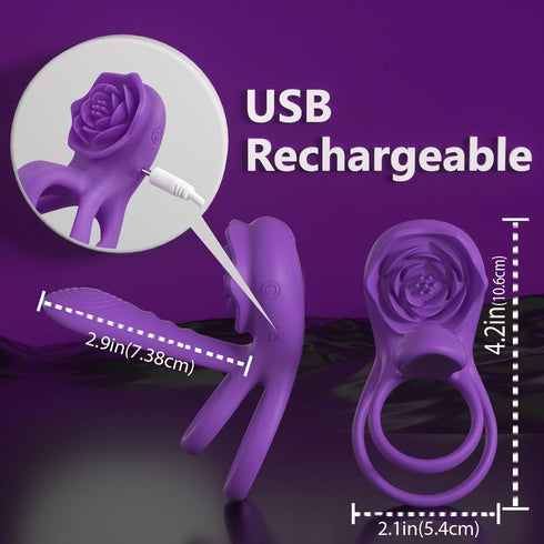 MOVGANI Mens Womens Rose Sex Toy - Vibrating Penis Ring Girth Sleeve, Adult Sex Toys & Games for Couples Men Pleasure