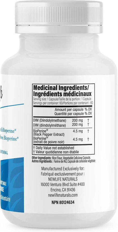NewLife Naturals DIM Supplement 300mg for Women & Men - Hormonal Balance Pills, Estrogen Level Support - 60 Day Supply