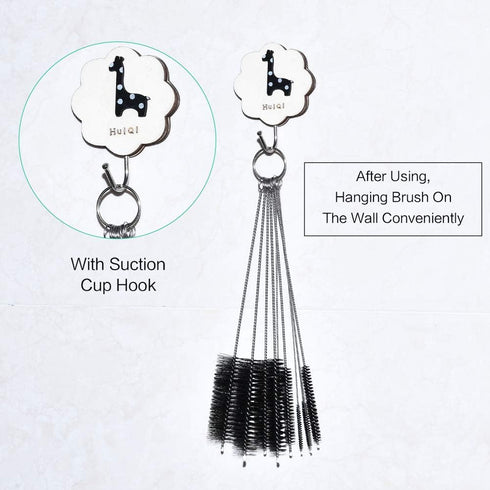 Pipe Cleaners Homewinner 8 inch Nylon Bottle Straw Cleaning Brush Set - Stainless Steel Handle Flexible Tube Brushes,