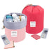 INVODA Drawstring Cosmetic Bag, 2PCS Travel Makeup Bag for Women, Portable Toiletry Organizer Bag (Pink+Red)