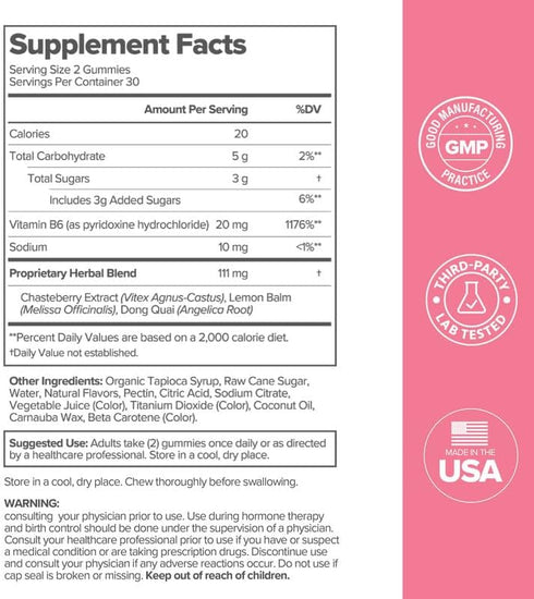 Gummies B6, Gummies (Pack 1) O Positiv FLO PMS for Women - Proactive PMS Relief - Targets Hormonal Breakouts, Bloating