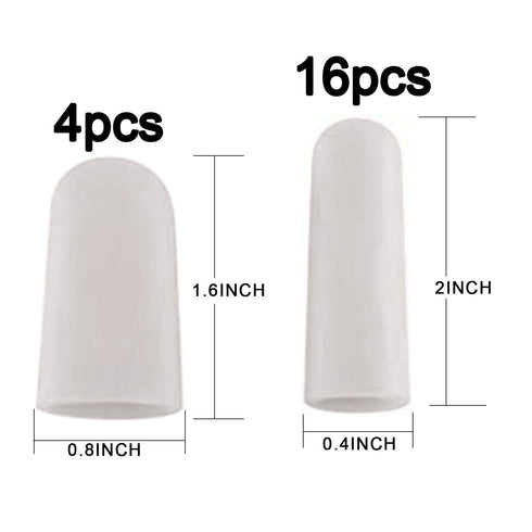 ANCIRS Gel Finger Support Protector Gloves, Silicone Fingertips for Cracking Hands, Eczema Skin (20pcs White)