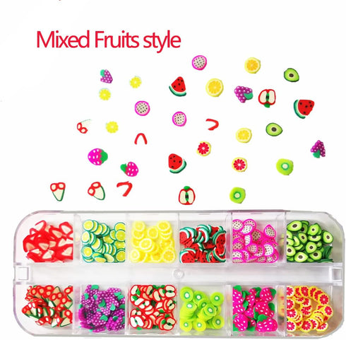 2 Boxes Fruit Flower Slices Nail Art Slices - 3D Polymer Clay Mini Slices for DIY Crafts