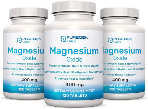 Magnesium 400mg High Potency Supplement, Magnesium Oxide for Immune Support, Muscle Recovery, 3 Pack, 360 Count