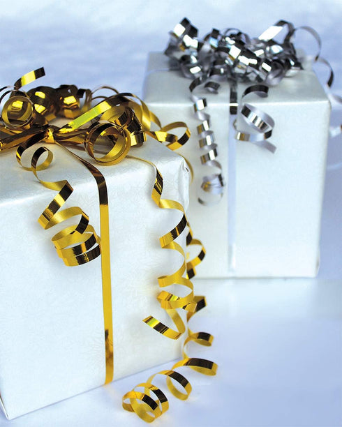 Gift Ribbon Curling Metallic Gold Silver Set, 500 Yards for Wedding Gift Wrap, Birthday Party Decoration, Gift Wrap