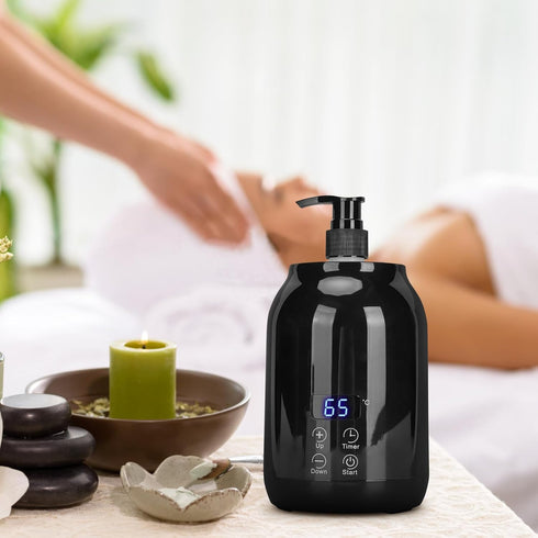 Pissente 110240V Essential Oil Heater, LED Display Temperature Adjust Single Massage Oil Bottle Warmer Portable Single