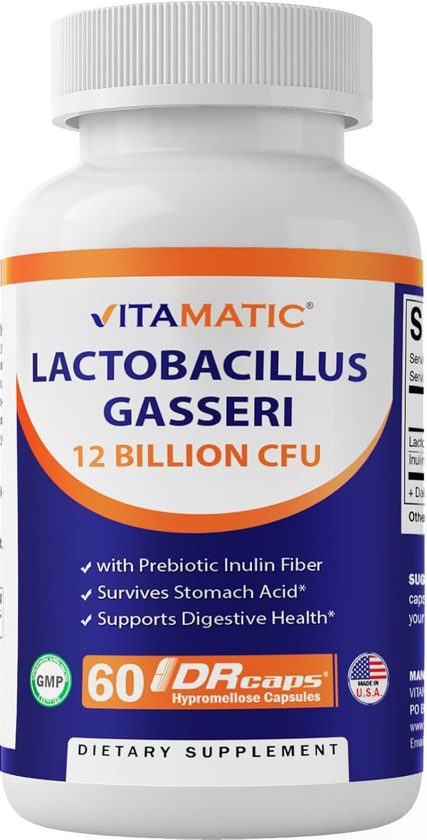 Vitamatic Lactobacillus Gasseri, 12 Billion per DR Capsule, 60 Count, Digestive Support