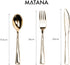 MATANA 180 Bulk Gold Plastic Silverware Set - 60 Knives, 60 Forks, 60 Spoons - Reusable Gold Cutlery for Parties &