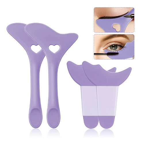 Eyeliner Stencils 4Pcs Reusable Silicone Eyeliner Aid, Mascara Shield, Eyelash Eyeshadow Lipstick Applicator Guide Tool