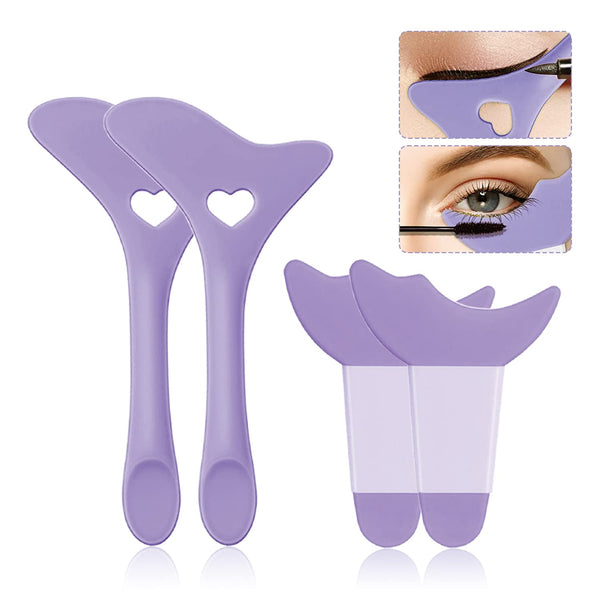 Eyeliner Stencils 4Pcs Reusable Silicone Eyeliner Aid, Mascara Shield, Eyelash Eyeshadow Lipstick Applicator Guide Tool
