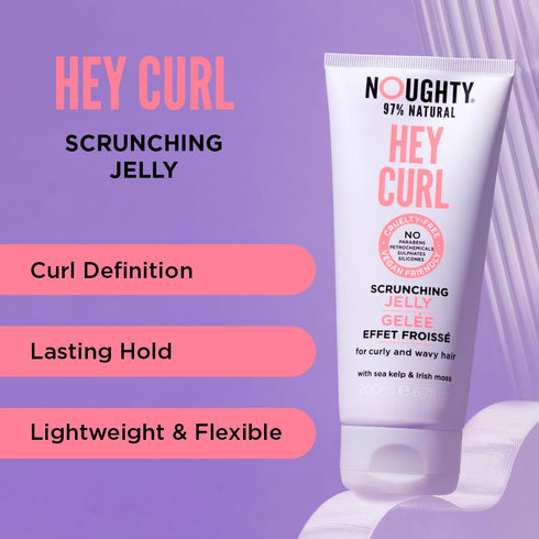 Noughty Hey Curl Scrunching Jelly, 97% Natural Hydrating Frizz Control for Curly Hair, 200ml