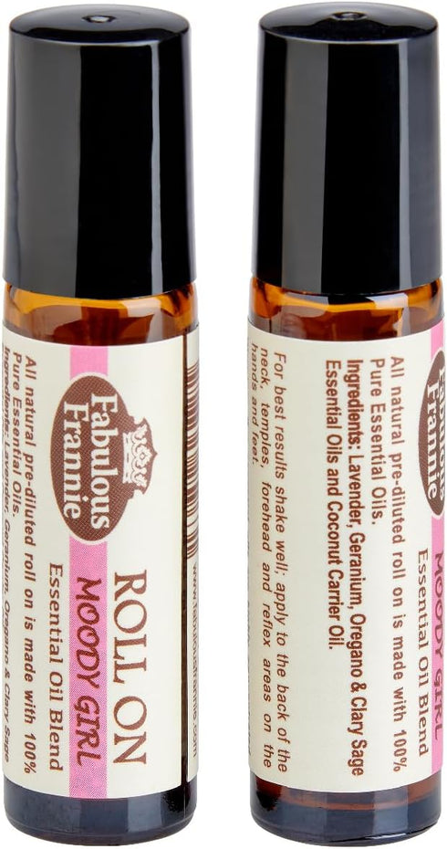 Fabulous Frannie Moody Girl Pre-diluted Essential Oil Blend Roll On, 10 ml with Geranium, Lavender, Oregano