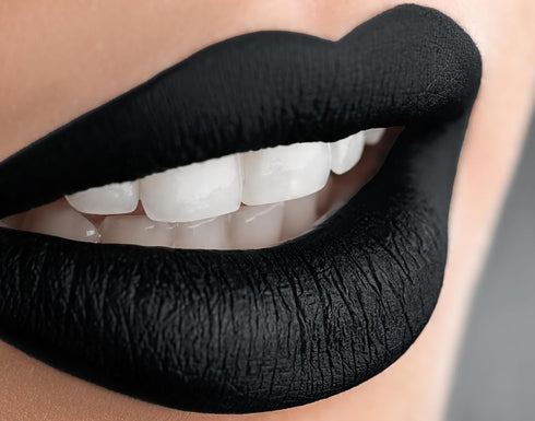 Mynena Jet Black Liquid Matte Lipstick - Long-Lasting Waterproof, High Pigment, Comfortable, Vegan & Cruelty-Free