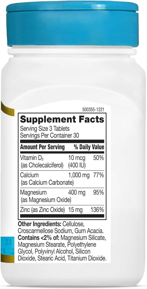 21st Century Cal Mag Zinc +D Tablets, 90 Count
