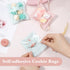 NUOMI 200Pcs Self Adhesive Pink Cookie Bags, Resealable Cellophane Bags for Gift Giving, 3.9"x3.1" with Bow Decoration