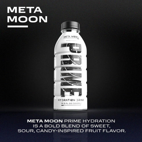 PRIME Hydration META MOON Sports Drinks | 12 Pack | 16.9 Fluid Ounce | Electrolyte Enhanced, 250mg BCAAs