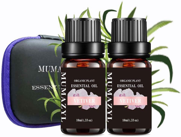 Vetiver Essential Oil Set 2 Pack 10ml - Vetiver Oil for Diffuser, Cleaning, Home, Bedroom, Perfumes