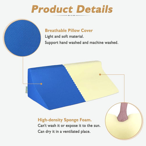 Support23.6" Bed Wedge Pillow for Sleeping Seniors Incline Triangle Pillow Adults Post Surgery Back Support Bedsore